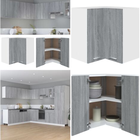 Mobile Pensile Angolo “Lyon” Grigio Sonoma 57x57x60 - Armadietto cucina - Armadio angolare