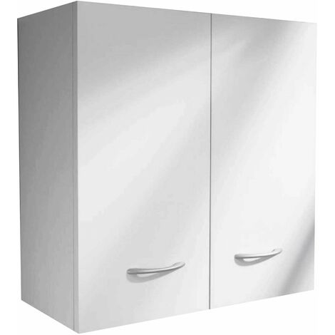 Mobile Pensile da Bagno 2 Ante in Nobilitato 58x58x27 cm Ambrosini Perla Bianco Opaco