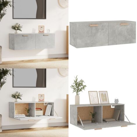 Mobile Pensile Grigio Cemento 100x36,5x35 cm Legno Multistrato - Mobile da parete - Armadio da parete