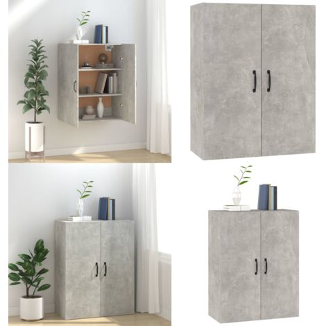 Mobile Pensile Grigio Cemento 69,5x34x90cm in Legno Multistrato - Armadio a muro - Armadio in legno