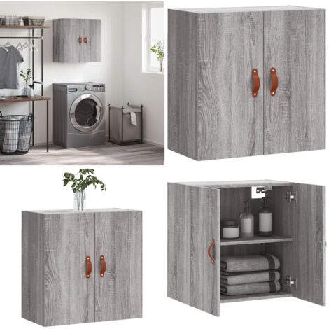 Mobile Pensile Grigio Sonoma 60x31x60 cm in Legno Multistrato - Mobile da parete - Armadio da parete