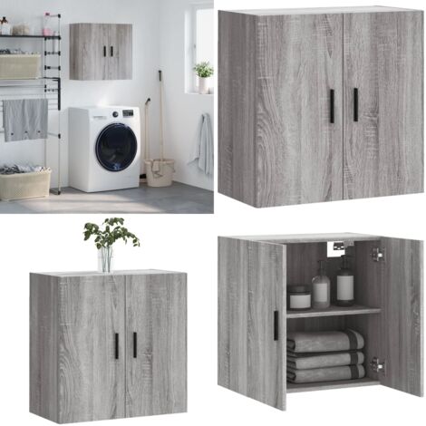Mobile Pensile Grigio Sonoma 60x31x60 cm in Legno Multistrato - Mobile da parete - Armadio da parete