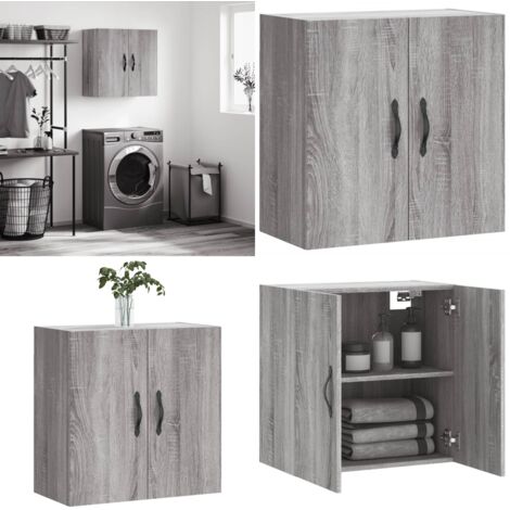 Mobile Pensile Grigio Sonoma 60x31x60 cm in Legno Multistrato - Mobile da parete - Armadio da parete