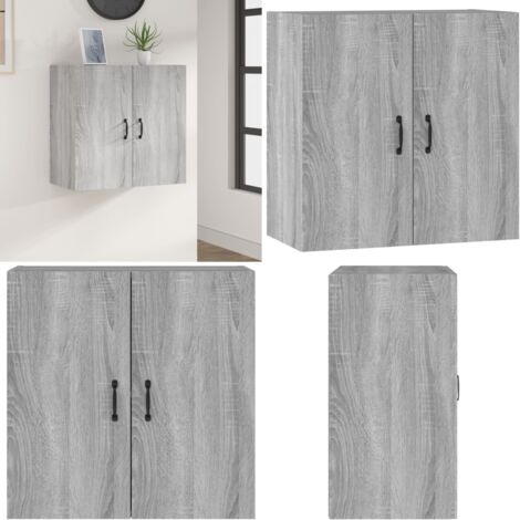 Mobile Pensile Grigio Sonoma 60x31x60 cm in Legno Multistrato - Mobile da parete - Armadio in legno