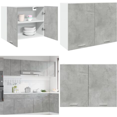 Mobile Pensile “Lyon” Grigio Cemento 80x31x60 cm - Armadio a parete - Armadietto pensile