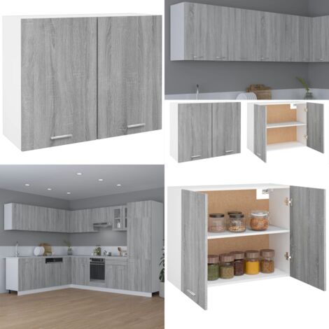 Mobile Pensile “Lyon” Grigio Sonoma 80x31x60 cm - Armadietto pensile - Armadietto da parete