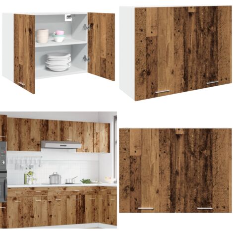 Mobile Pensile “Lyon” Legno Antico 80x31x60 cm - Armadietto pensile - Cucina