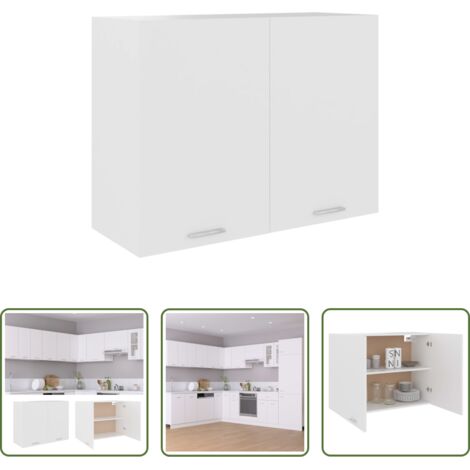 Mobile pensile -  Mobile Pensile “Lyon” Bianco 80x31x60 cm in Legno Multistrato
