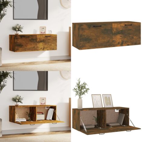 Mobile Pensile Rovere Fumo 100x36,5x35 cm Legno Multistrato - Mobile da parete - Armadio da parete