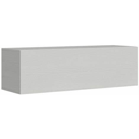 Mobile Pensile TV con Anta a Ribalta e Foro Passacavi 133,6x40x39,5 cm Bianco Frassino
