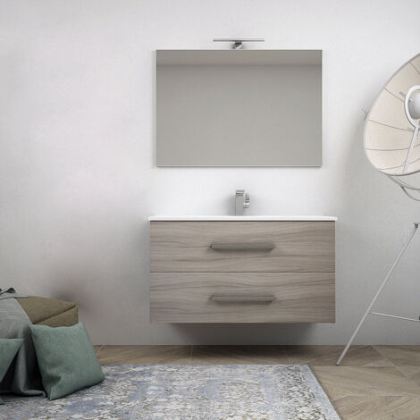 Mobile per bagno 100cm sospeso finitura larice  senza specchio e senza colonna