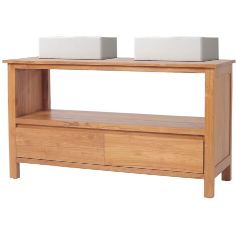 Mobile per bagno con lavabo doppio 135 cm in Teak - KETAPANG