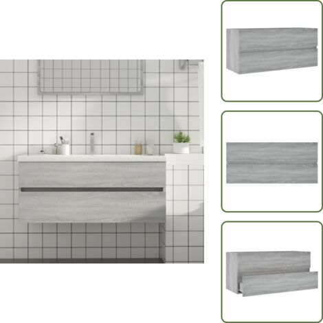 Mobile per bagno - vidaXL Mobile Lavabo Grigio Sonoma 100x38,5x45 cm in Legno Multistrato - Lavabo in legno
