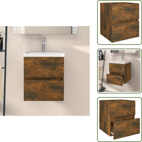 Mobile per bagno - vidaXL Mobile Lavabo Rovere Fumo 41x38,5x45 cm in Legno Multistrato - Mobile da parete