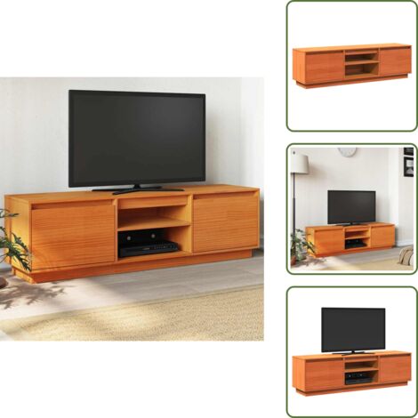 Mobile per camera da letto - vidaXL Mobile TV Marrone Cera 140x35x40 cm in Legno Massello di Pino - Mobile in legno