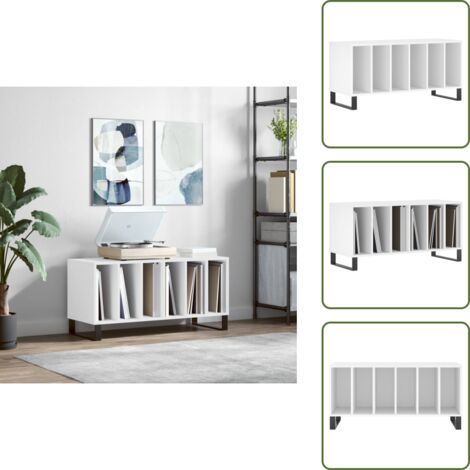 Mobile per collezione musicale - vidaXL Mobile Porta Dischi Bianco 100x38x48 cm in Legno Multistrato - Mobile per giradischi