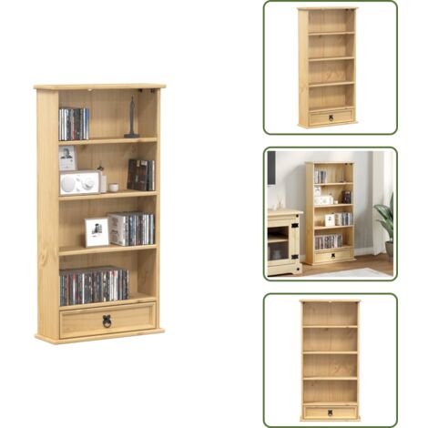 Mobile per collezioni - vidaXL Mobile Porta CD Corona 52x17,5x103 cm in Legno Massello di Pino - Scaffale per CD