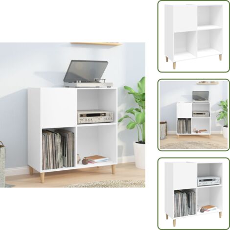 Mobile per collezioni - vidaXL Mobile Porta Dischi Bianco 84,5x38x89 cm in Legno Multistrato - Mobile in legno