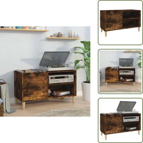 Mobile per dischi in legno - vidaXL Mobile Porta Dischi Rovere Fumo 84,5x38x48 cm Legno Multistrato -