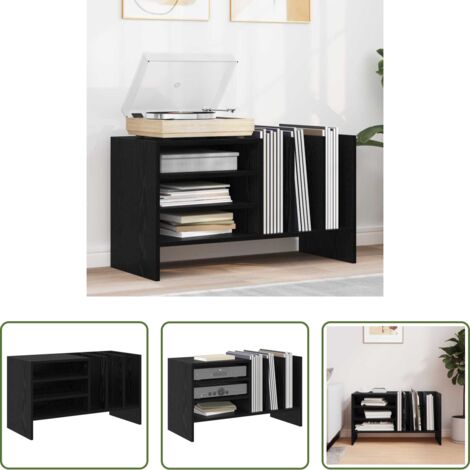 Mobile per dischi - Mobile porta vinili Rovere Nero 78.5 x 35 x 45 cm