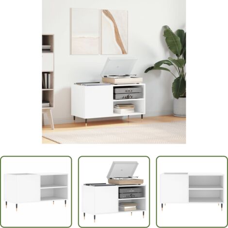 Mobile per dischi vinili -  Mobile Porta Dischi Bianco 85x38x48 cm in Legno Multistrato