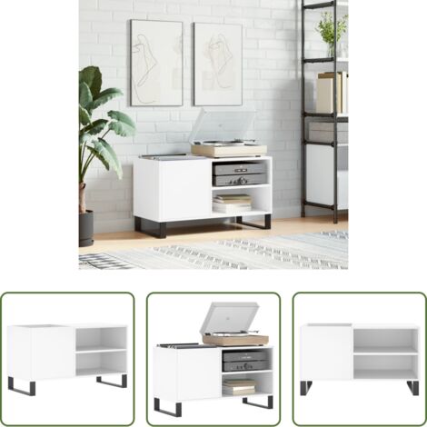 Mobile per dischi vinili -  Mobile Porta Dischi Bianco 85x38x48 cm in Legno Multistrato