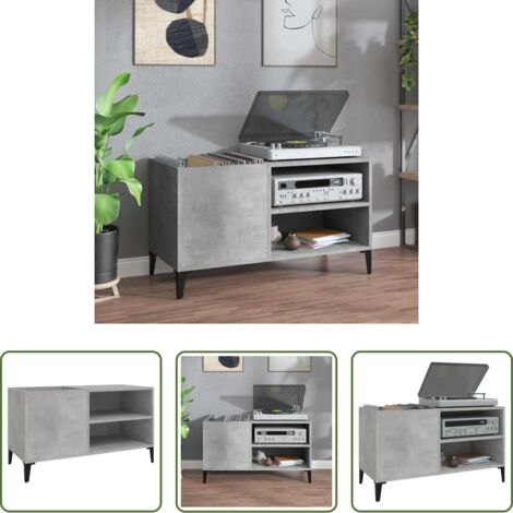 Mobile per dischi vinili -  Mobile Porta Dischi Grigio Cemento 84,5x38x48 Legno Multistrato