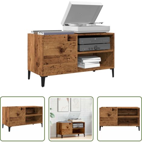 Mobile per dischi vinili -  Mobile Porta Dischi Legno Antico 84,5x38x48cm Legno Multistrato