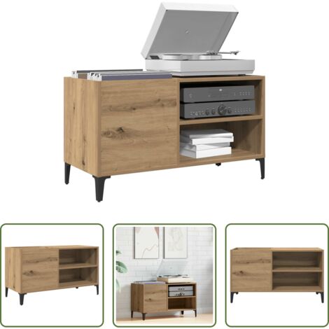 Mobile per dischi vinili -  Mobile Porta Dischi Rovere Artigianale 84,5x38x48cm Multistrato