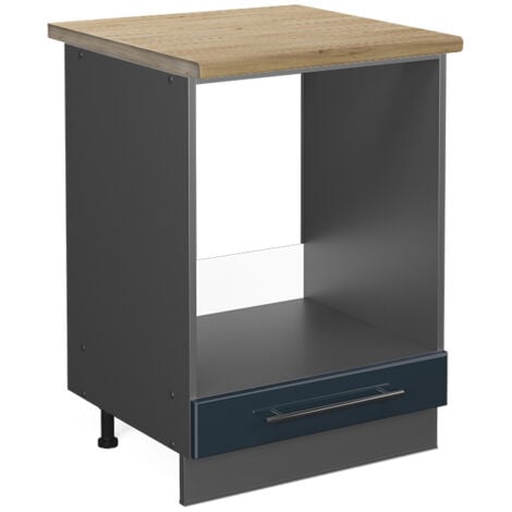 Mobile per forno da incasso Fame-Line, Blu scuro lucido, 60 cm , PL Rovere, Vicco