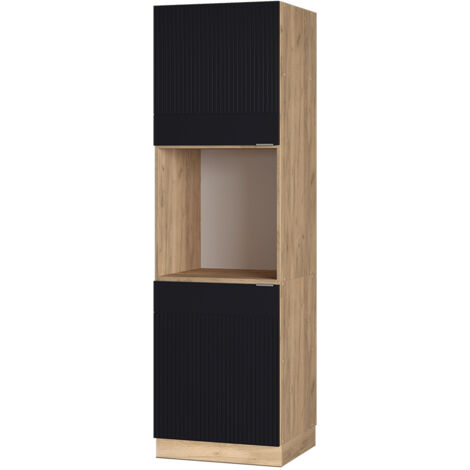 Mobile per forno da incasso Fame-Line, Nero a righe, 60 cm aperto, Vicco