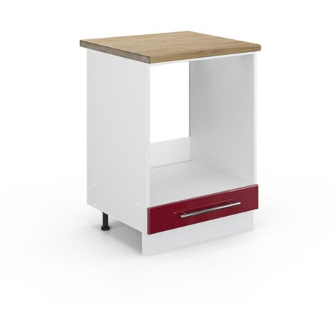 Mobile per forno da incasso Fame-Line, Rosso bordeaux lucido, 60 cm , PL Rovere, Vicco