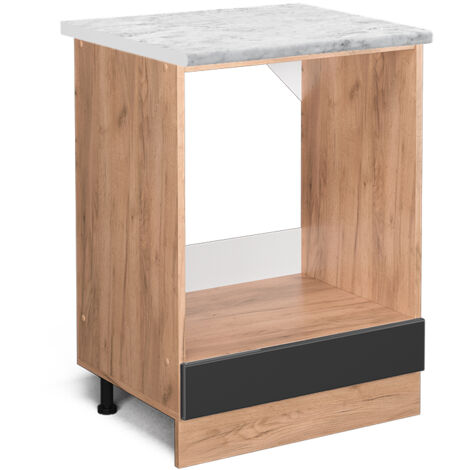 Mobile per forno da incasso R-Line, Antracite lucido, 60 cm PL Marmo, Vicco