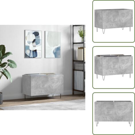 Mobile per giradischi - vidaXL Mobile Porta Dischi Grigio Cemento 74,5x38x48 Legno Multistrato - Armadio per dischi