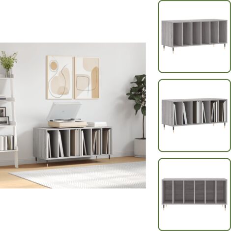 Mobile per giradischi - vidaXL Mobile Porta Dischi Grigio Sonoma 100x38x48cm Legno Multistrato - Armadio per dischi