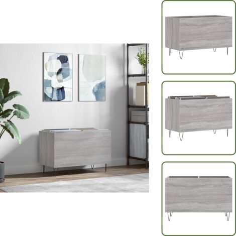 Mobile per giradischi - vidaXL Mobile Porta Dischi Grigio Sonoma 74,5x38x48 Legno Multistrato - Riposizionamento dischi