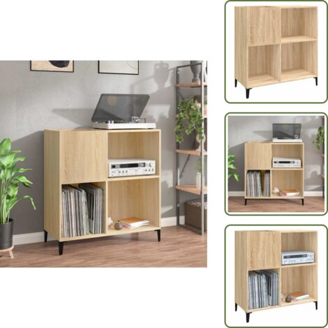 Mobile per giradischi - vidaXL Mobile Porta Dischi Rovere Sonoma 84,5x38x89 Legno Multistrato - Mobile per collezione musicale