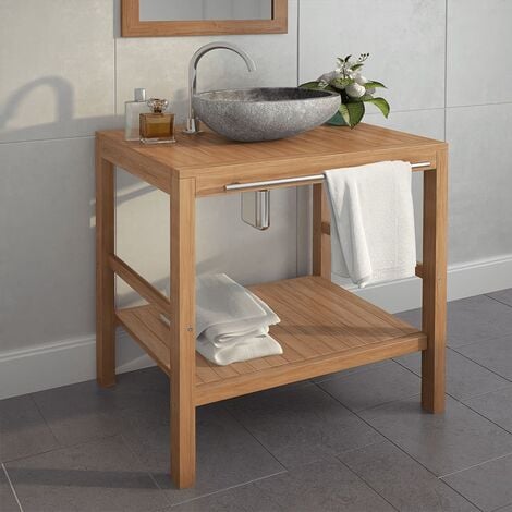 Scaffale per Bagno a 4 Ripiani in Massello di Teak 42x42x165cm