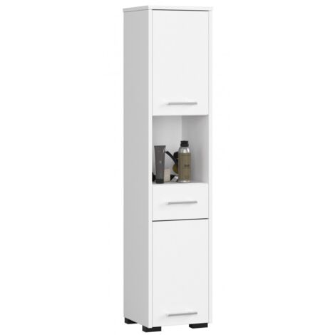 Mobile per lavatrice, 2 mobili, 180 x 64 x 30 cm, bianco opaco, bianco lucido