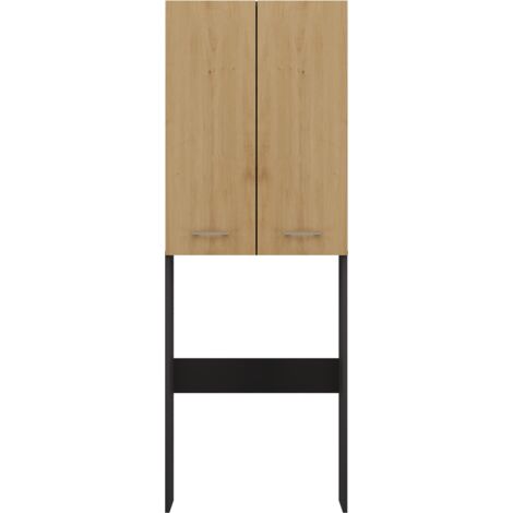 Mobile per lavatrice, 30 x 64 x 90 cm, Antracite / Rovere Artigianale