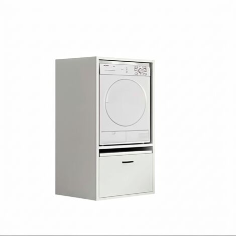 Mobile Per Lavatrice Asciugatrice Armadio Mobiletto Bagno Mobili Salvaspazio Con Cassetto E Mensola Allungabile Scaffale In Legno Armadietto Per Lavanderia Coprilavatrice 70 x 146 x 64 Cm Bianco
