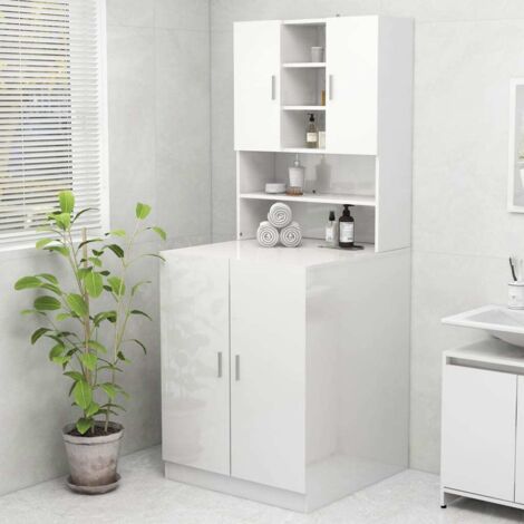 Mobile per Lavatrice Bianco Lucido 70,5x25,5x90 cm vidaXL