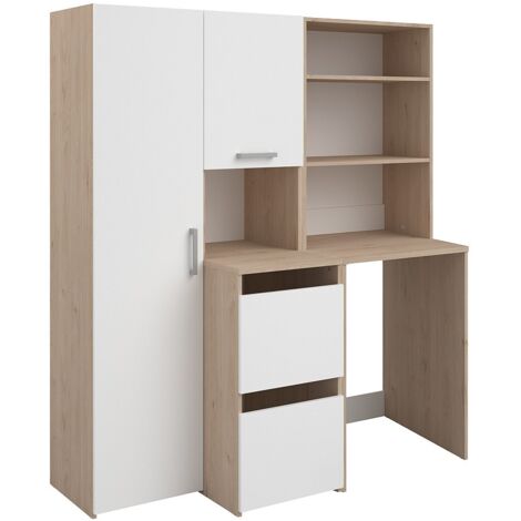 Mobile per lavatrice con scaffali, armadi e colonna portaoggetti natur. chiaro e Bianco L156xH184cm - ERKANO