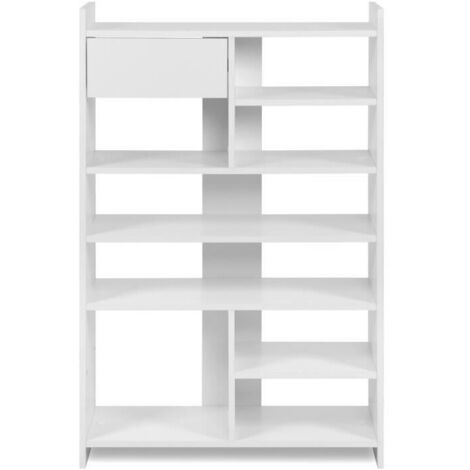 Mobile per scarpe - MÜNSTER - Bianco - 12 paia di scarpe - 71,5 x 25 x 109 cm