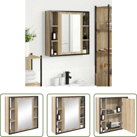 Mobile per specchio -  Mobiletto per specchio con porta Rovere Sonoma 60 x 16 x 60 cm