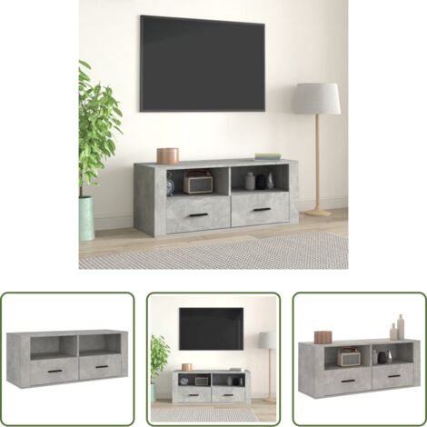 Mobile per stereo -  Mobile per TV Grigio Cemento 100x35x40 cm Legno Multistrato