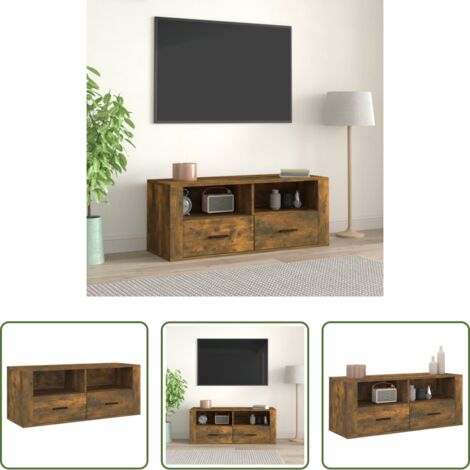 Mobile per stereo -  Mobile TV Rovere Fumo 100x35x40 cm in Legno Multistrato