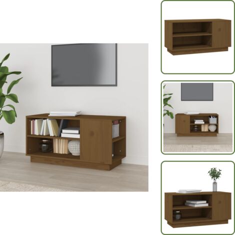 Mobile per stereo - vidaXL Mobile Porta TV ambra 80x35x40,5 cm in Legno Massello di Pino - Mobile per dispositivi multimediali