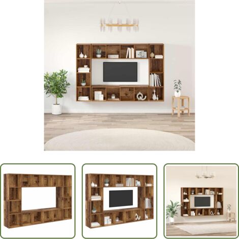 Mobile per TV a parete -  Set mobile TV 4 pcs Marrone 37 x 37 x 142,5 cm