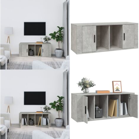 Mobile per TV Grigio Cemento 100x35x40 cm Legno Multistrato - Mobile per TV - Mobile in legno multistrato